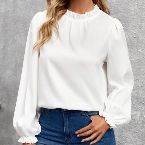 Tops - Boho frill trim blouse